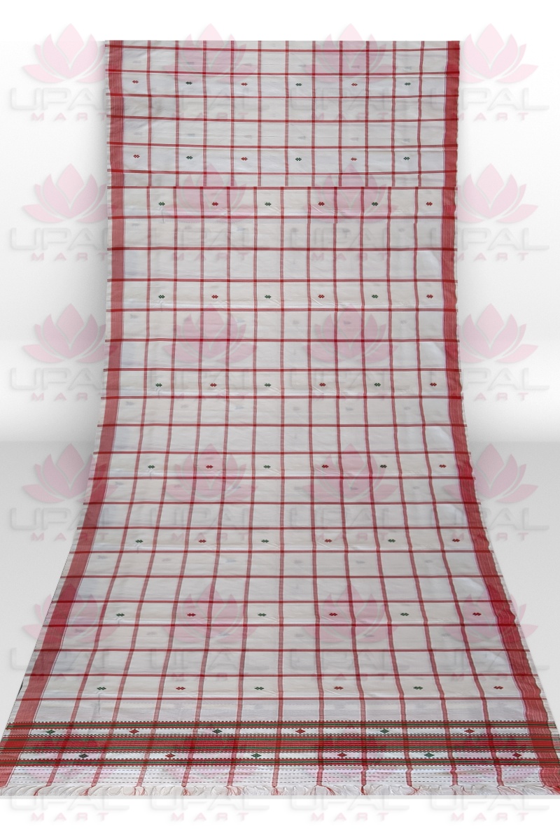 Handwoven White & Red Checkered Lumang Futa Kacha