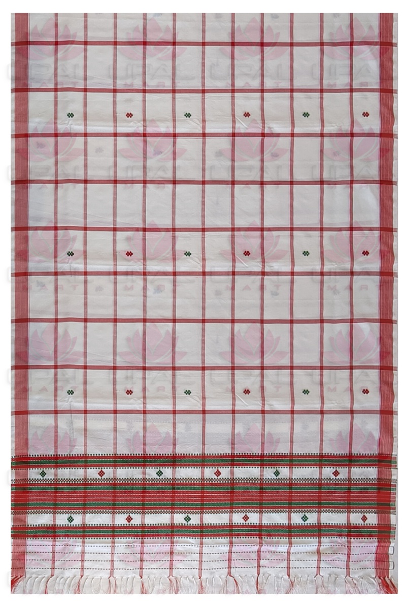 Handwoven White & Red Checkered Lumang Futa Kacha