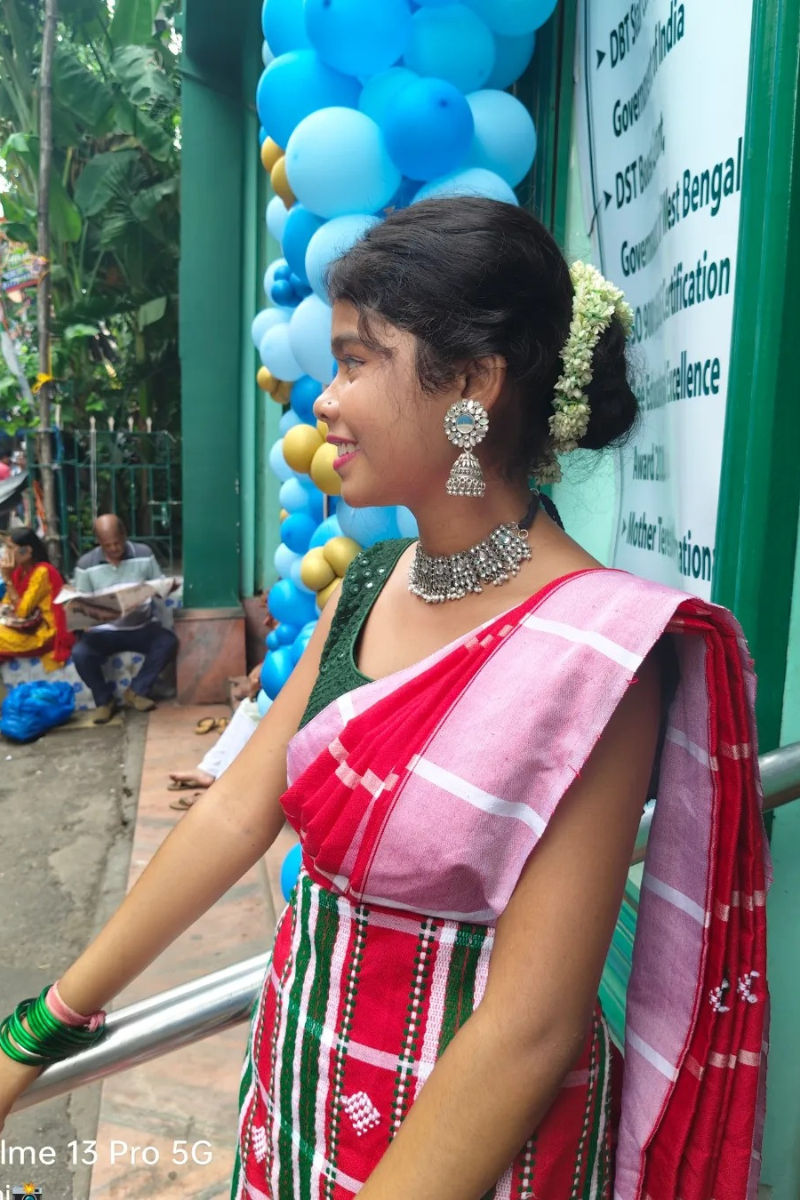 Red Checkered Lumang Fhuta Saree