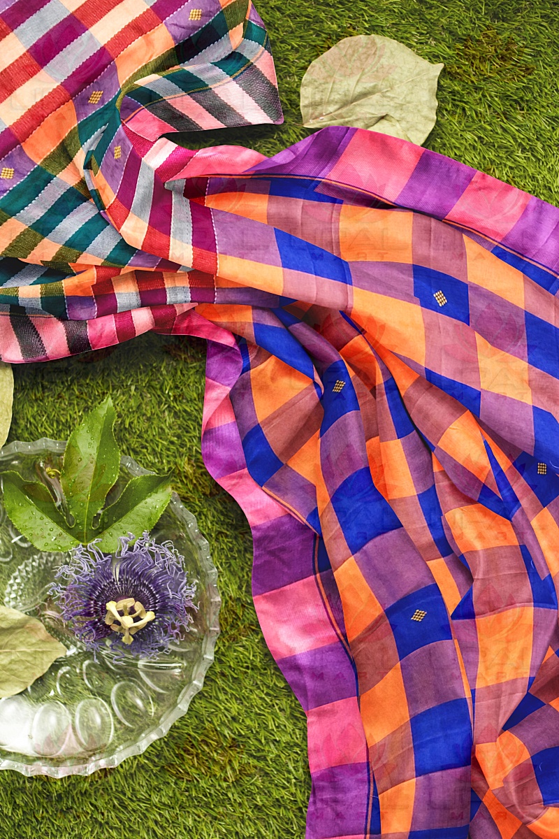 Colorful Checkered Silk Saree
