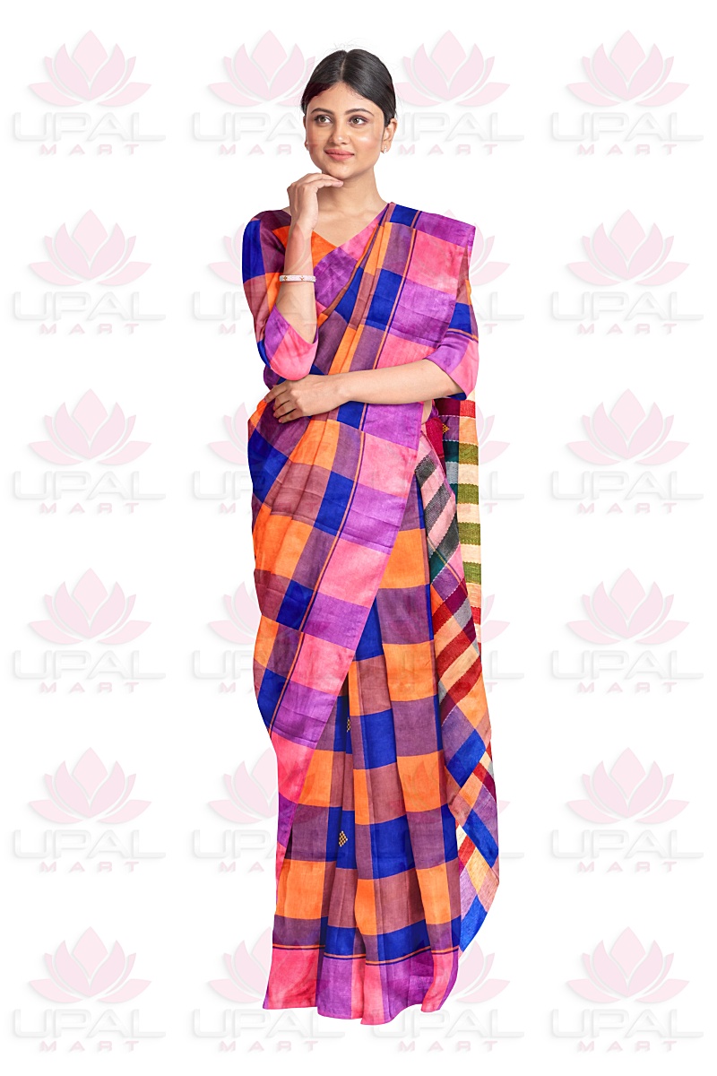 Colorful Checkered Silk Saree