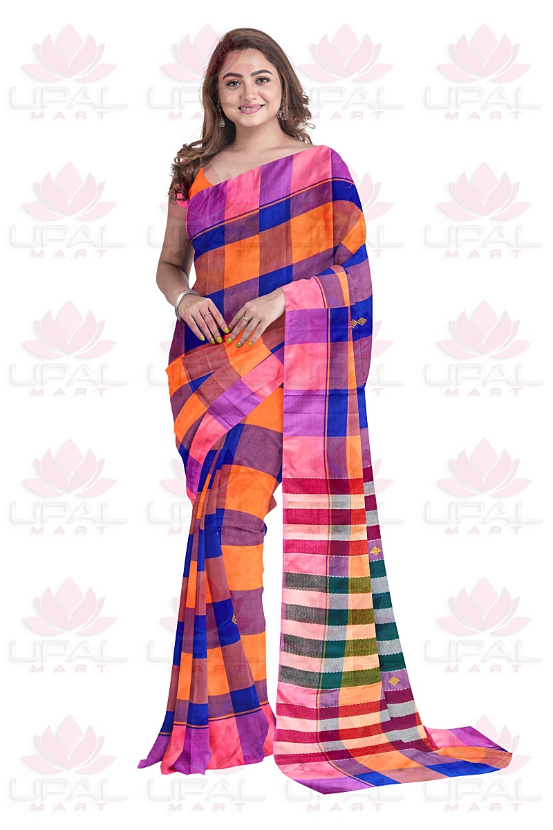 Colorful Checkered Silk Saree