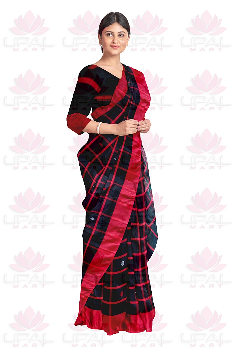 Elegant Red and Black Saree