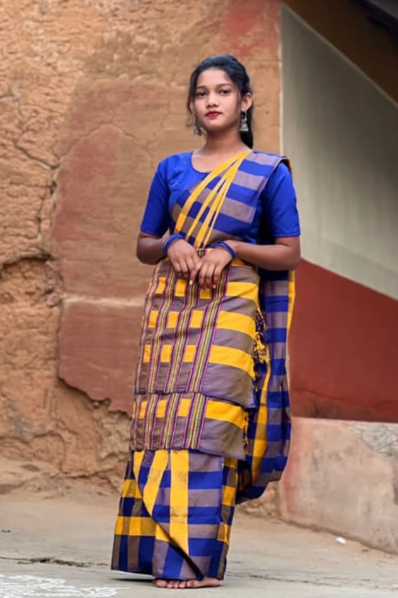 Santhal Traditional Tusar Jhal Saree