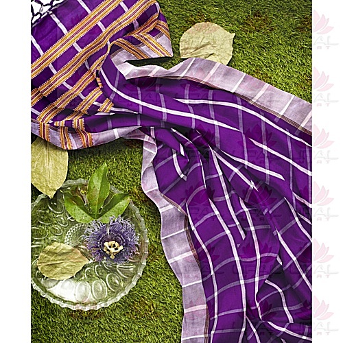 Purple and White  Santhal Tribal Saree