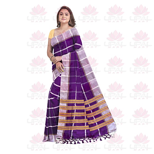 Purple and White  Santhal Tribal Saree