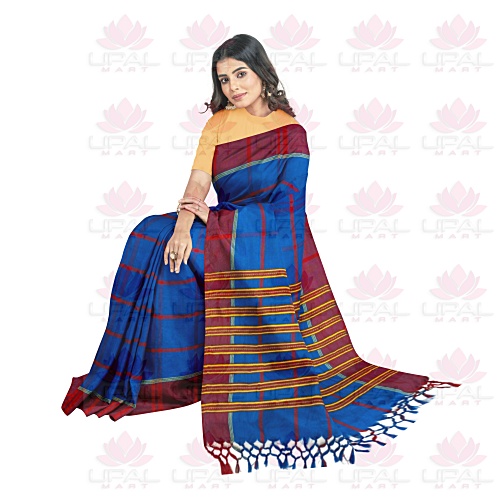 Elegant Blue and Red Saree
