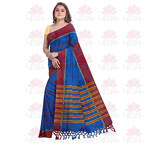 Elegant Blue and Red Saree