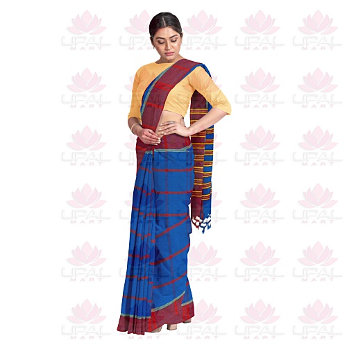 Elegant Blue and Red Saree