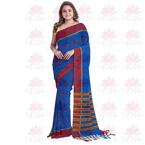 Elegant Blue and Red Saree