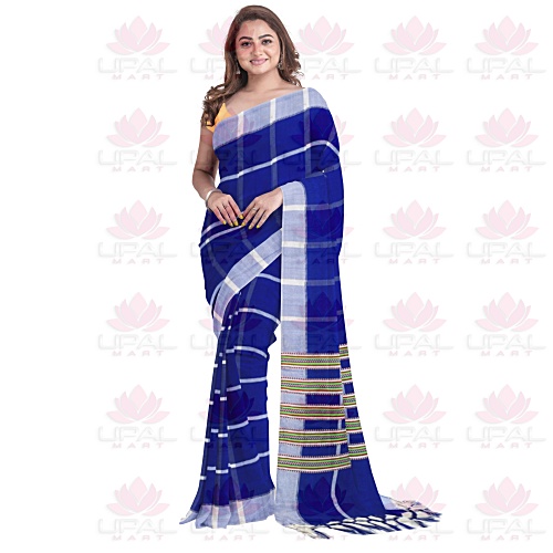 Blue with White Striped Saree