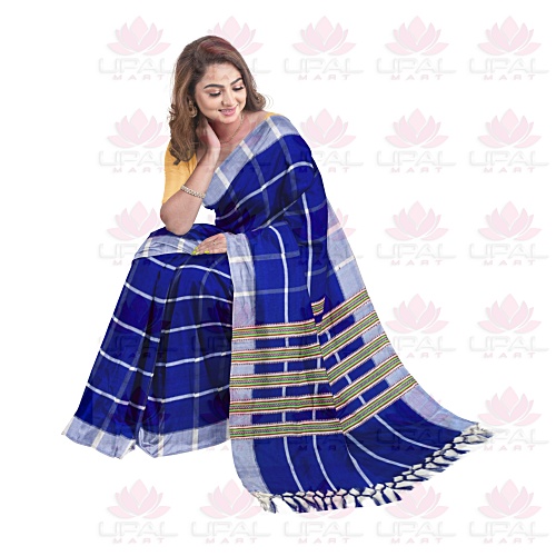 Blue with White Striped Saree