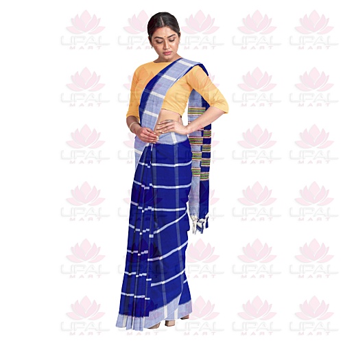 Blue with White Striped Saree