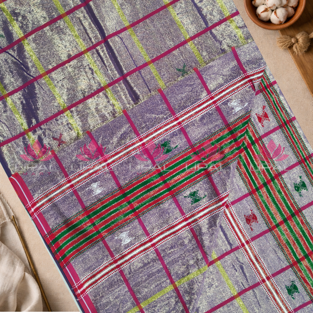 Traditional Tissue cotton Saree & Kacha/Dhoti For Couple