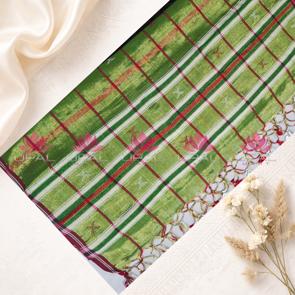 Green Tissue Cotton Kacha/Dhoti