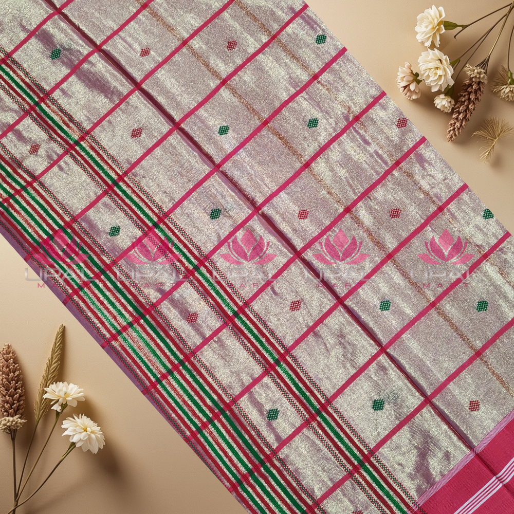 Traditional Tissue Cotton Saree & Kacha/Dhoti For Couple