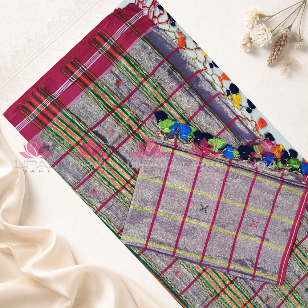 Traditional Tissue cotton Saree & Kacha/Dhoti For Couple