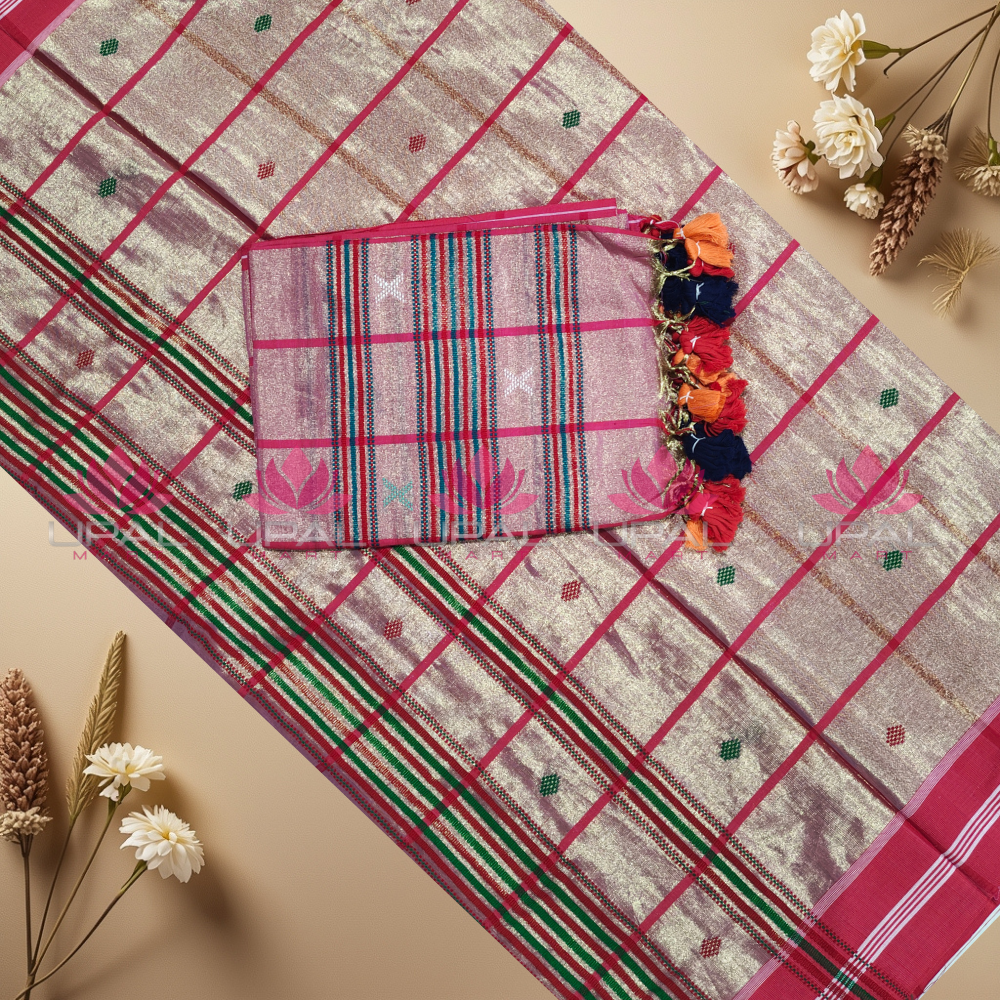 Traditional Tissue Cotton Saree & Kacha/Dhoti For Couple