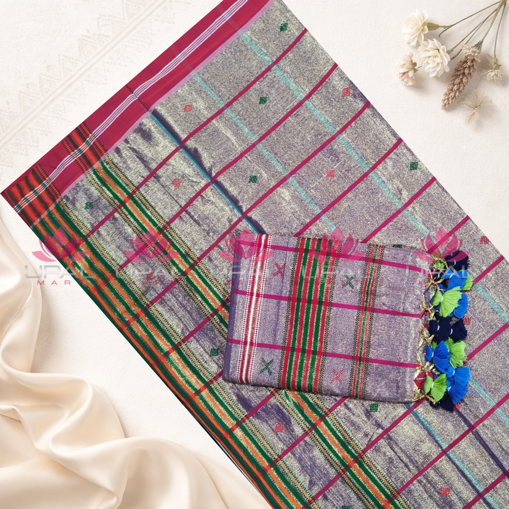 Traditional Tissue cotton Saree & Kacha/Dhoti For Couple