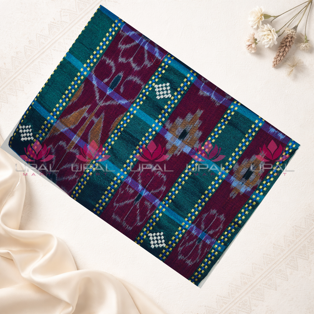 Blue Checked Lumang Phuta  Saree