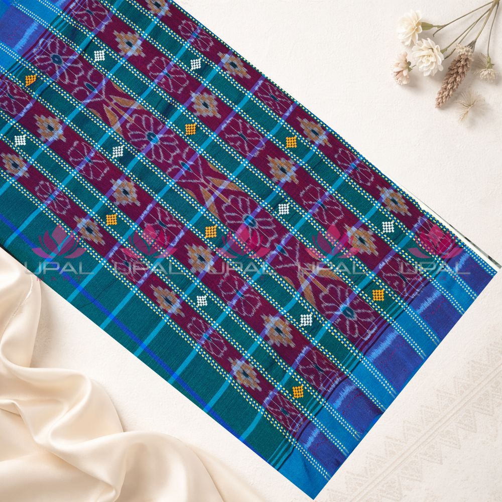 Blue Checked Lumang Phuta  Saree