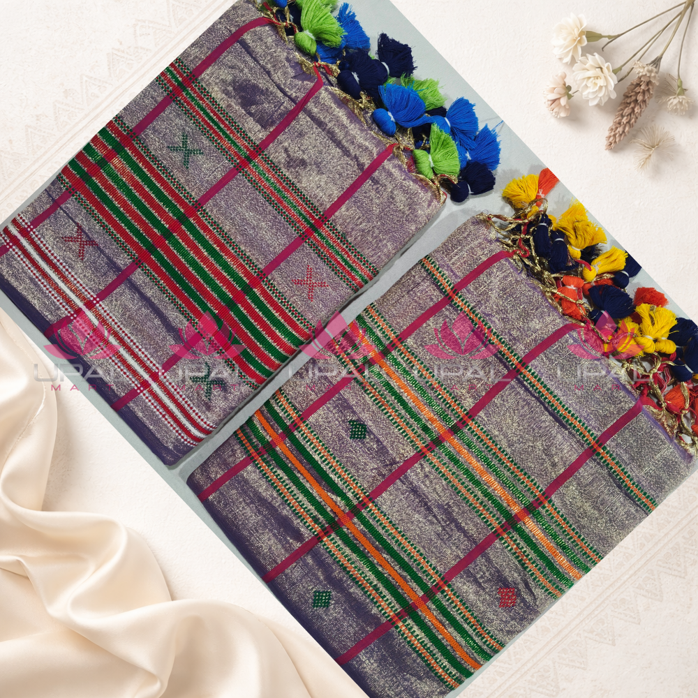 Traditional Tissue cotton Saree & Kacha/Dhoti For Couple