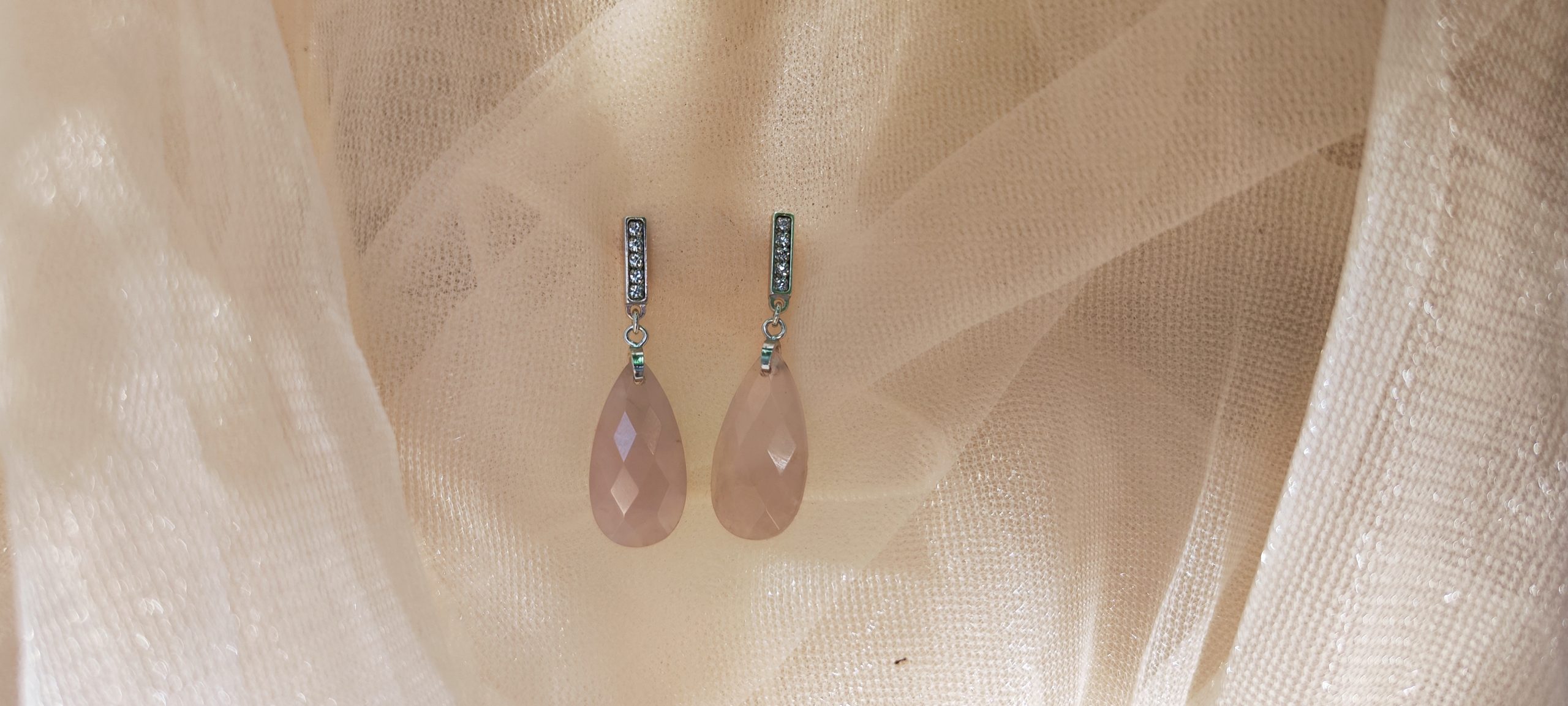 Pendientes lágrimas de cuarzo rosa 