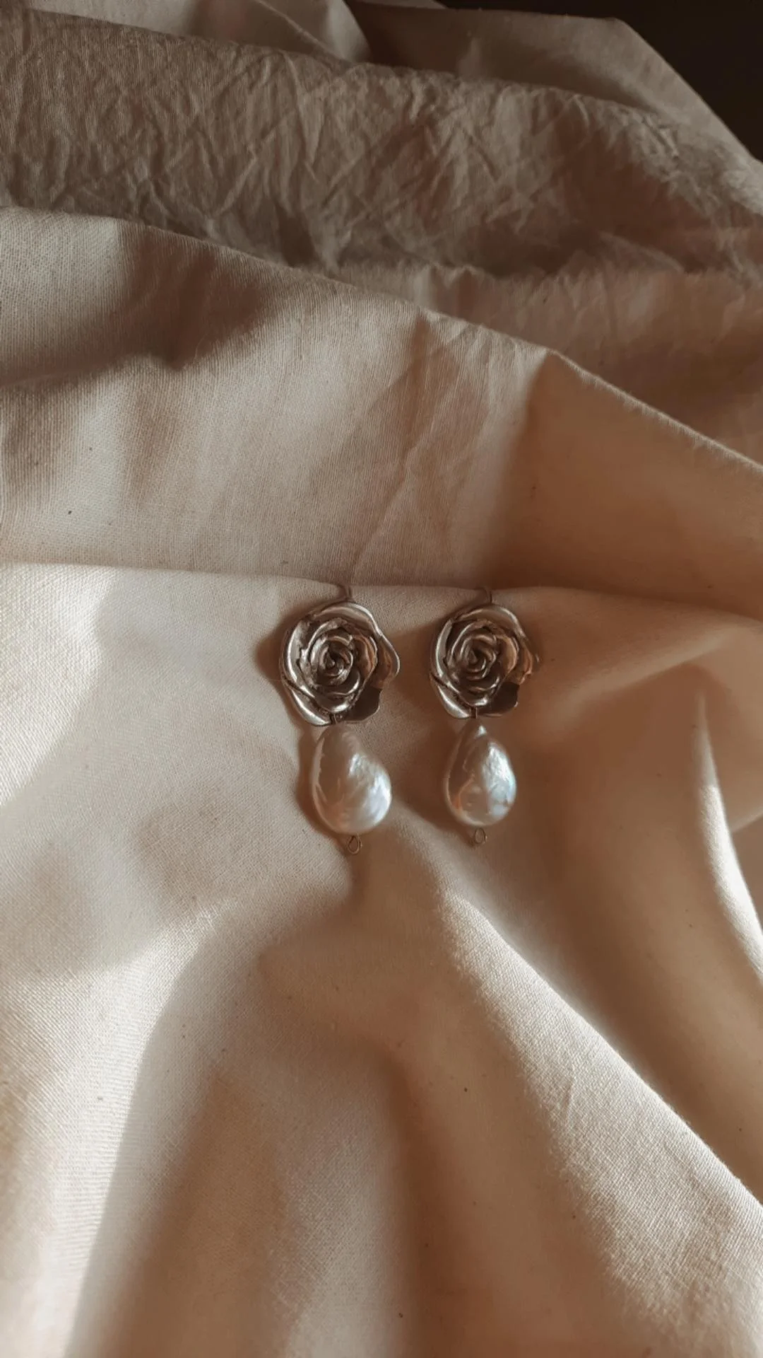 Pendientes Rosa r2 y perlas