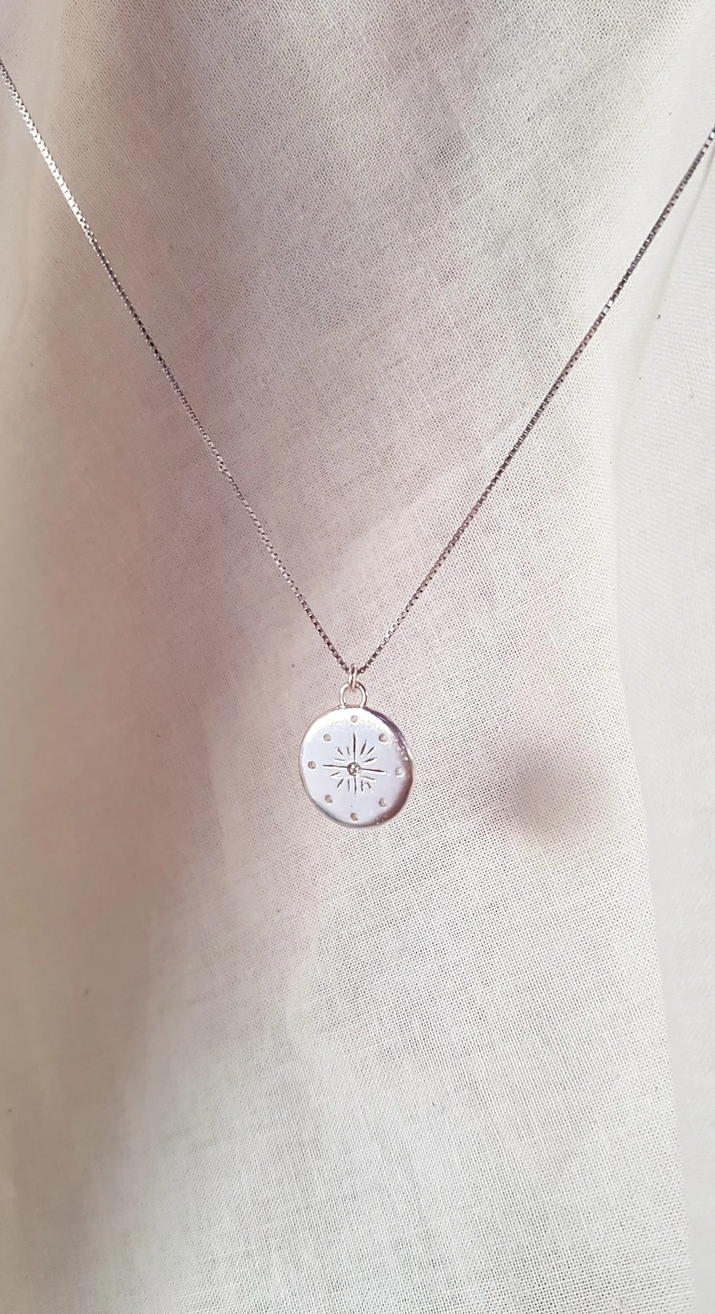 Colgante Plata código estrella con diamante 