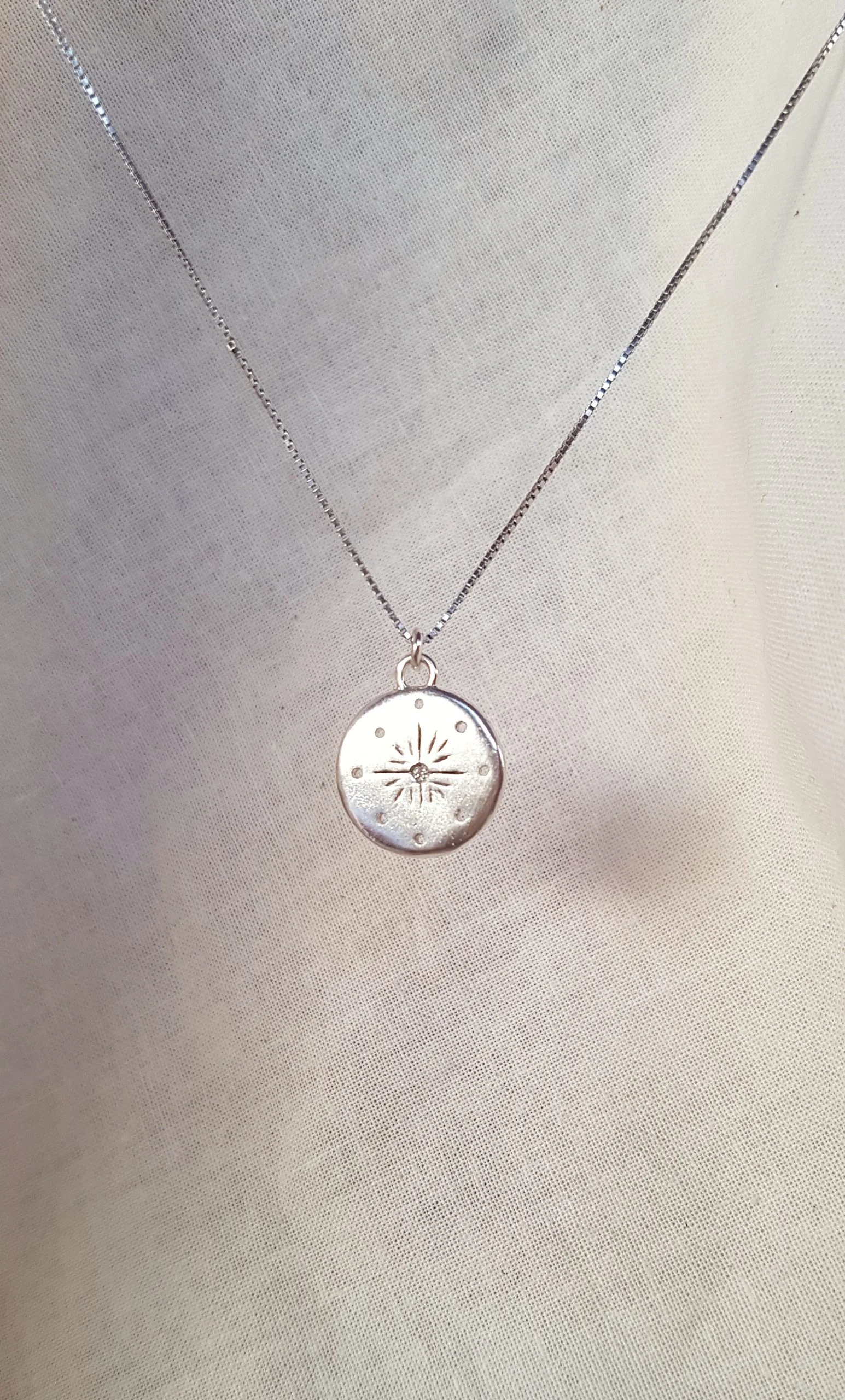 Colgante Plata código estrella con diamante 