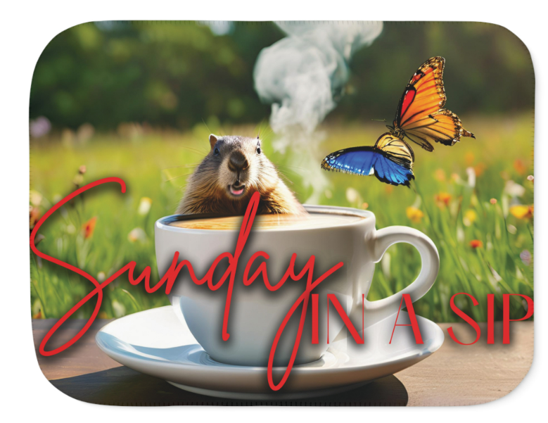  Groundhog in a Cup of Cuppa Sherpa Blanket 