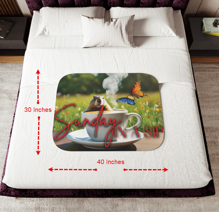  Groundhog in a Cup of Cuppa Sherpa Blanket 
