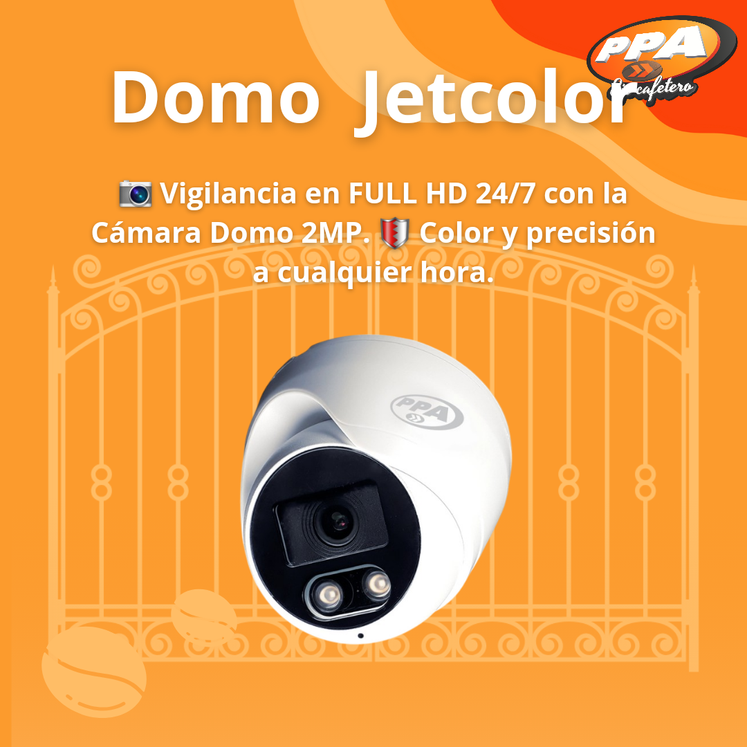 Cámara Tipo Domo PPA 2MP Jetcolor - FULL HD, PoE, Lente 2.8mm, IP67