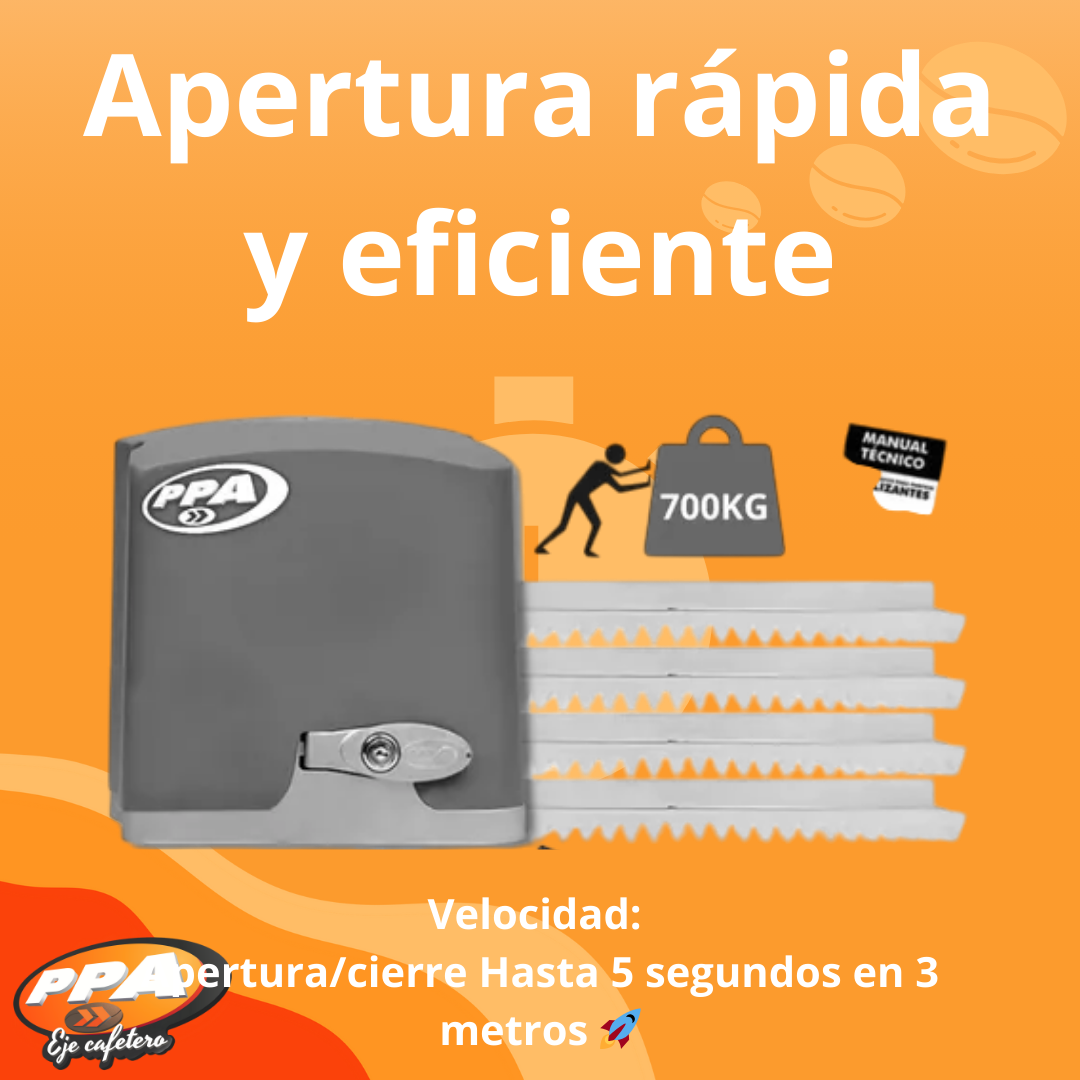 Motor Portón Corredizo PPA DZ Rio 700kg Análogo + Kit Completo 127V