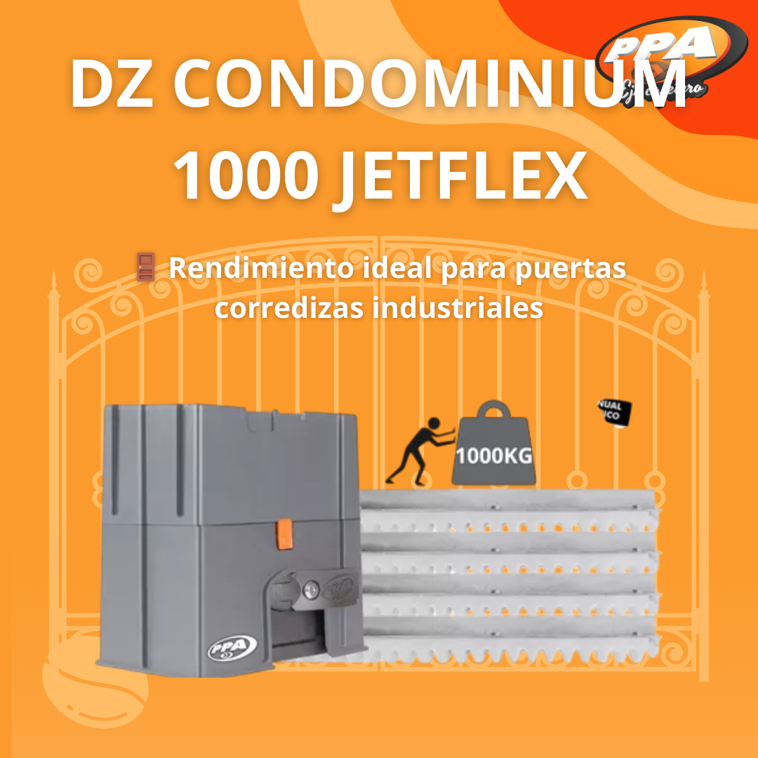 Motor para Puerta Corrediza PPA DZ Condominium 1000kg JetFlex – Uso Industrial, 127/220V, Kit Completo