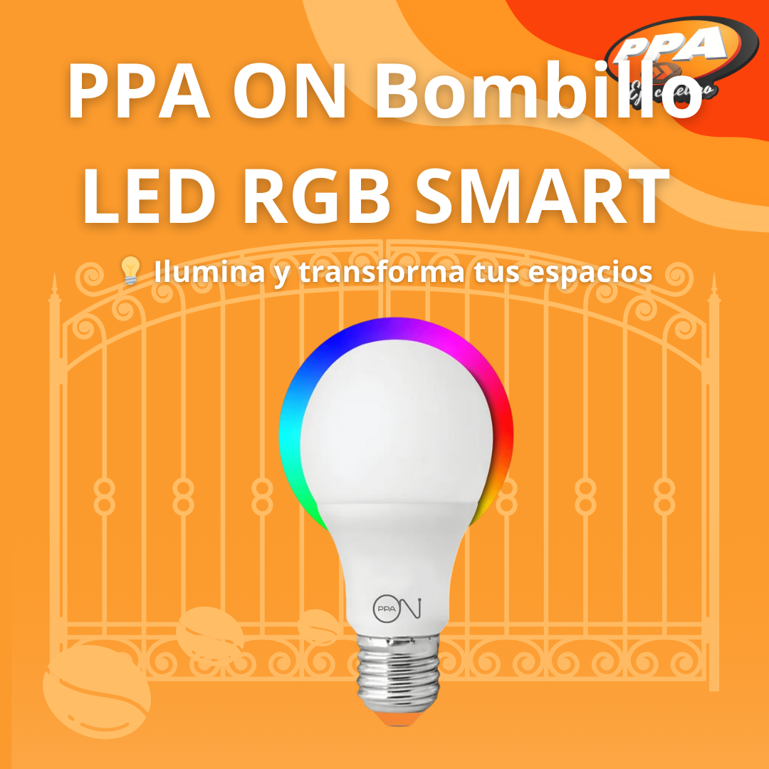 Bombillo LED Inteligente PPA ON RGB – 16M de Colores, Wi-Fi, Control por App
