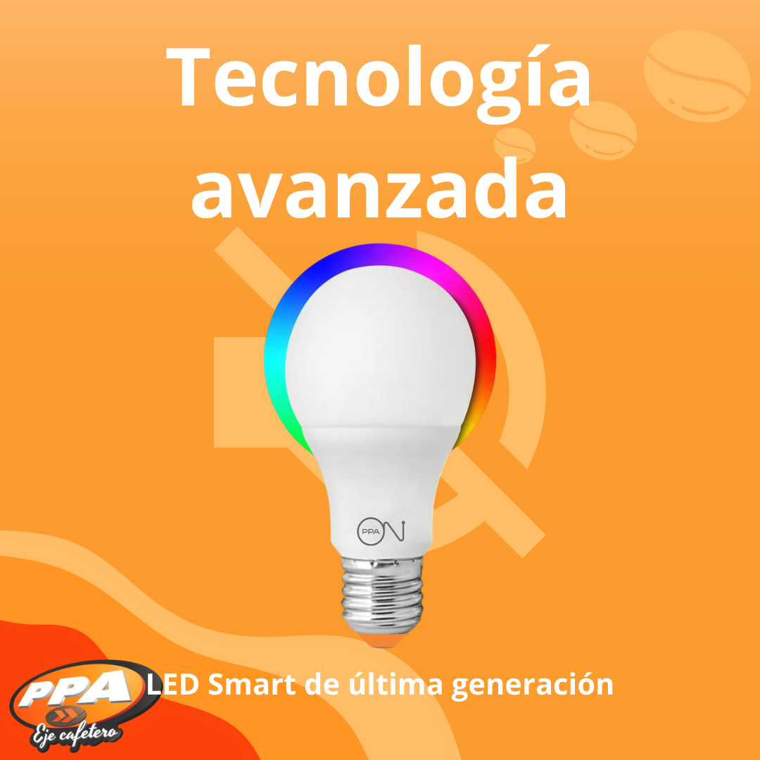 Bombillo LED Inteligente PPA ON RGB – 16M de Colores, Wi-Fi, Control por App