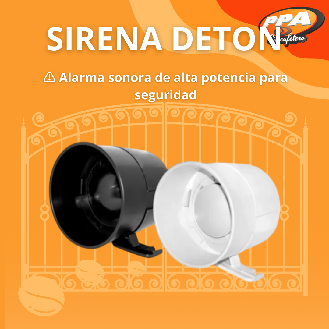 Sirena DETON – 120 dB, 14W, 12V, Alta Potencia