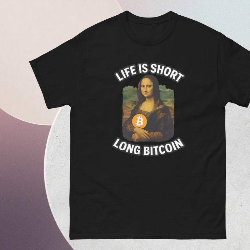 T-shirt Bitcoin Life is short Long Bitcoin avec Mona Lisa