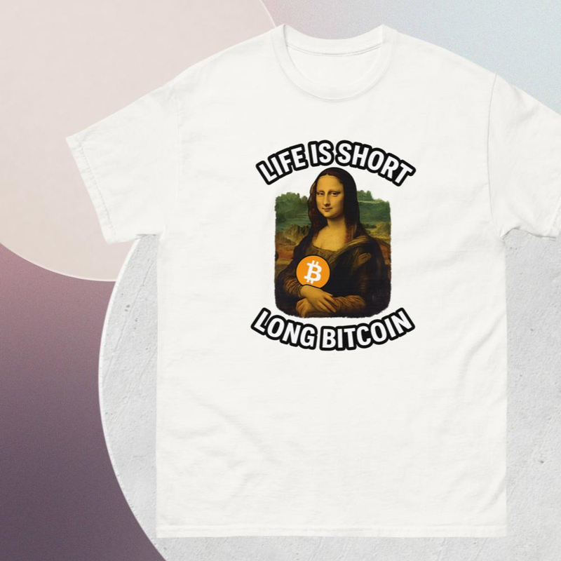 T-shirt Bitcoin Life is short Long Bitcoin avec Mona Lisa