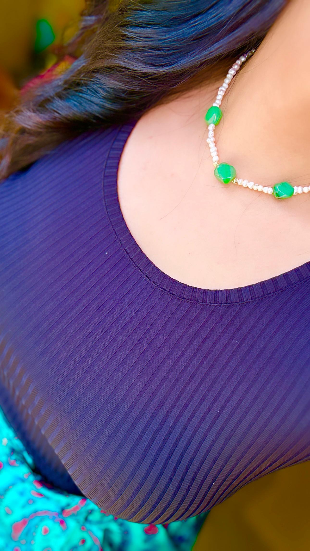 Collier Perle Aventurine et Or 18k – Élégance et Énergie Naturelle