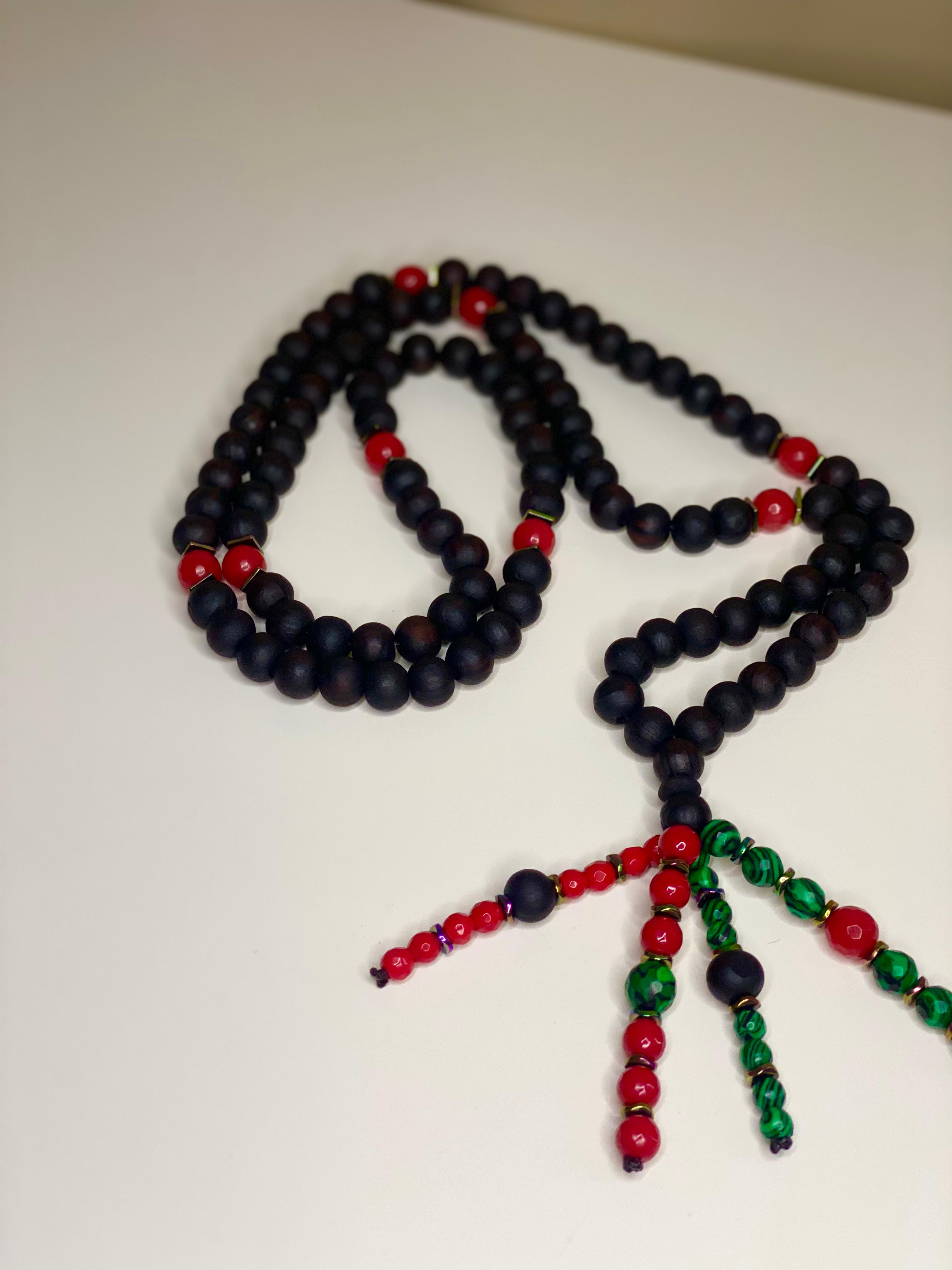 Chapelet Passion & Équilibre – Rubis, Malachite & Oud Kmari