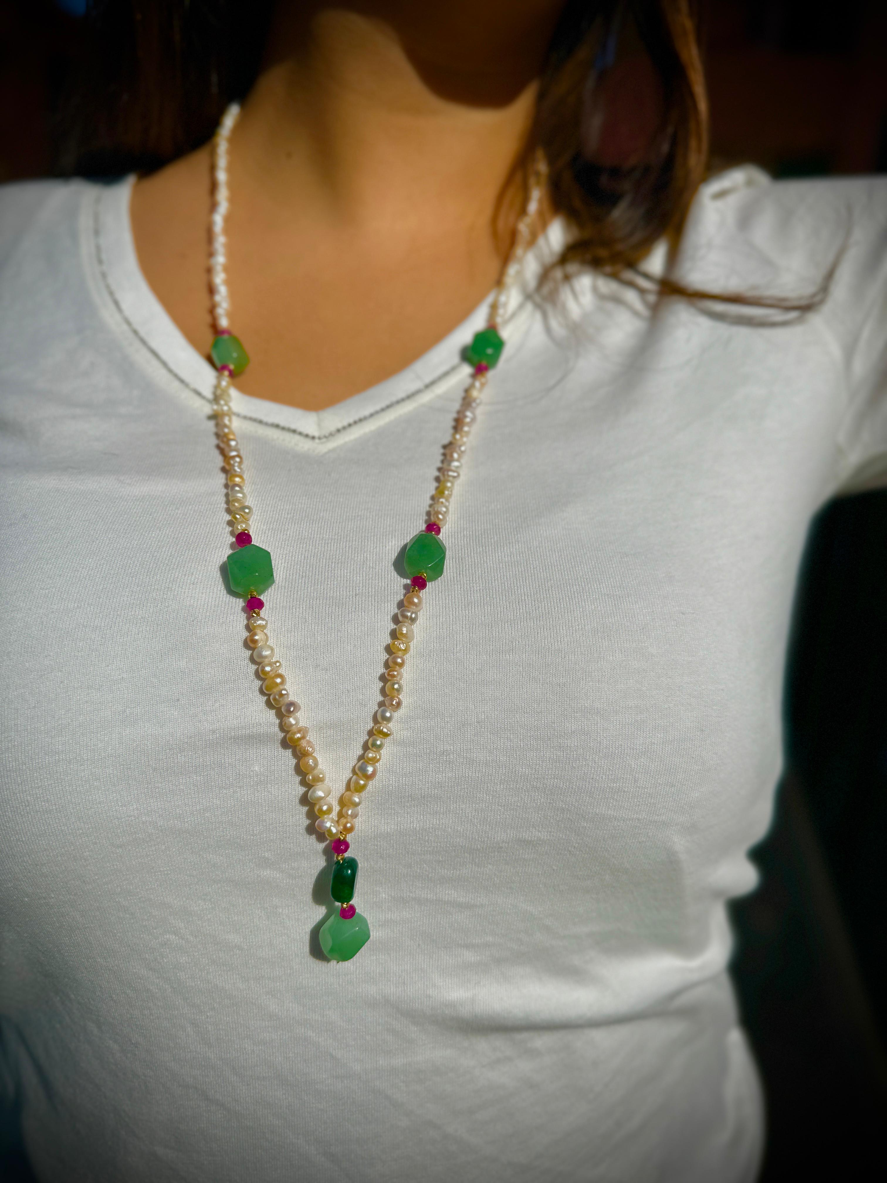 Soutoire Énergisant : Quartz Rose, Aventurine, Émeraude et Perle de Culture