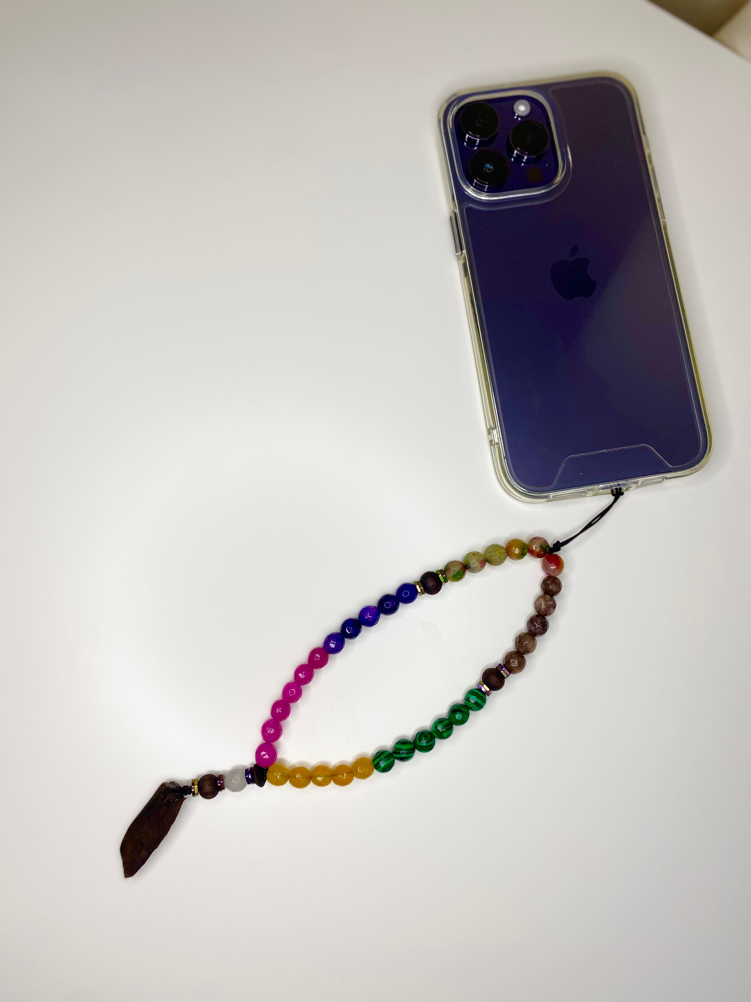 Lanière Harmonie & Protection – Malachite, Andalousite, Jade, Agate Rose, Améthyste, Citrine, Pierre de Lune & Oud Kmari