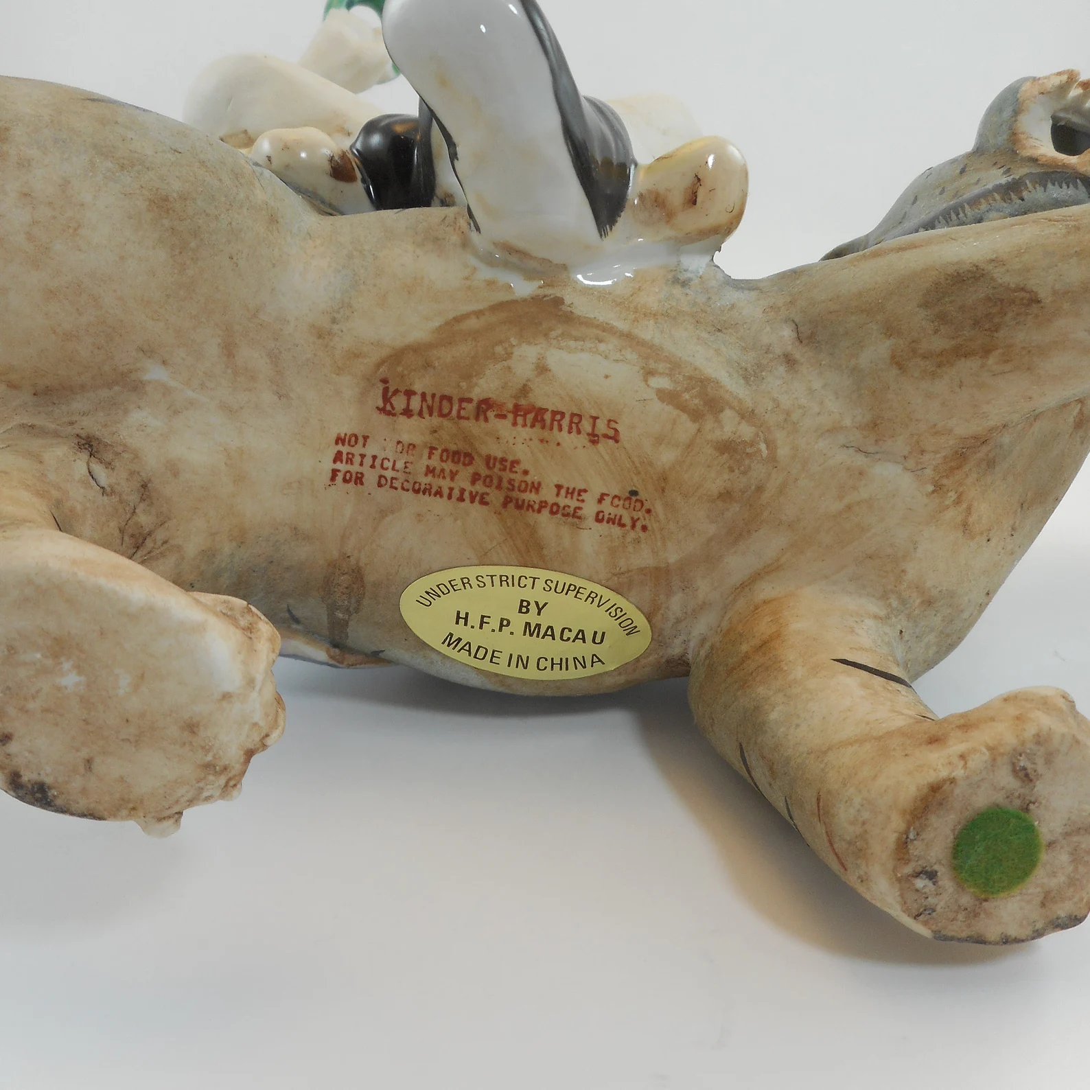 RARE H. F. P. Macau tile warrior tiger figurine CIRCA 1960s