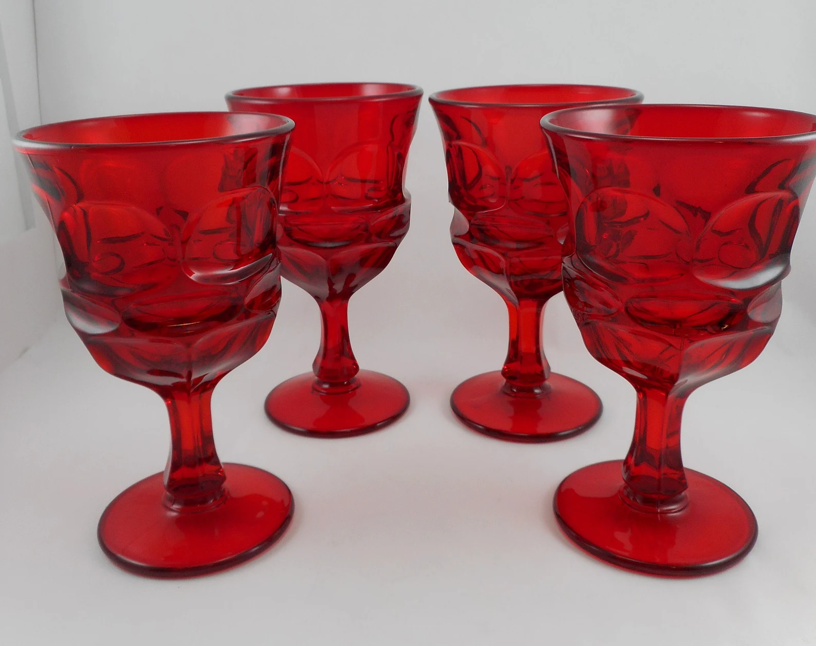 FOSTORIA 4 water goblet argus ruby red glasses CIRCA 1960s
