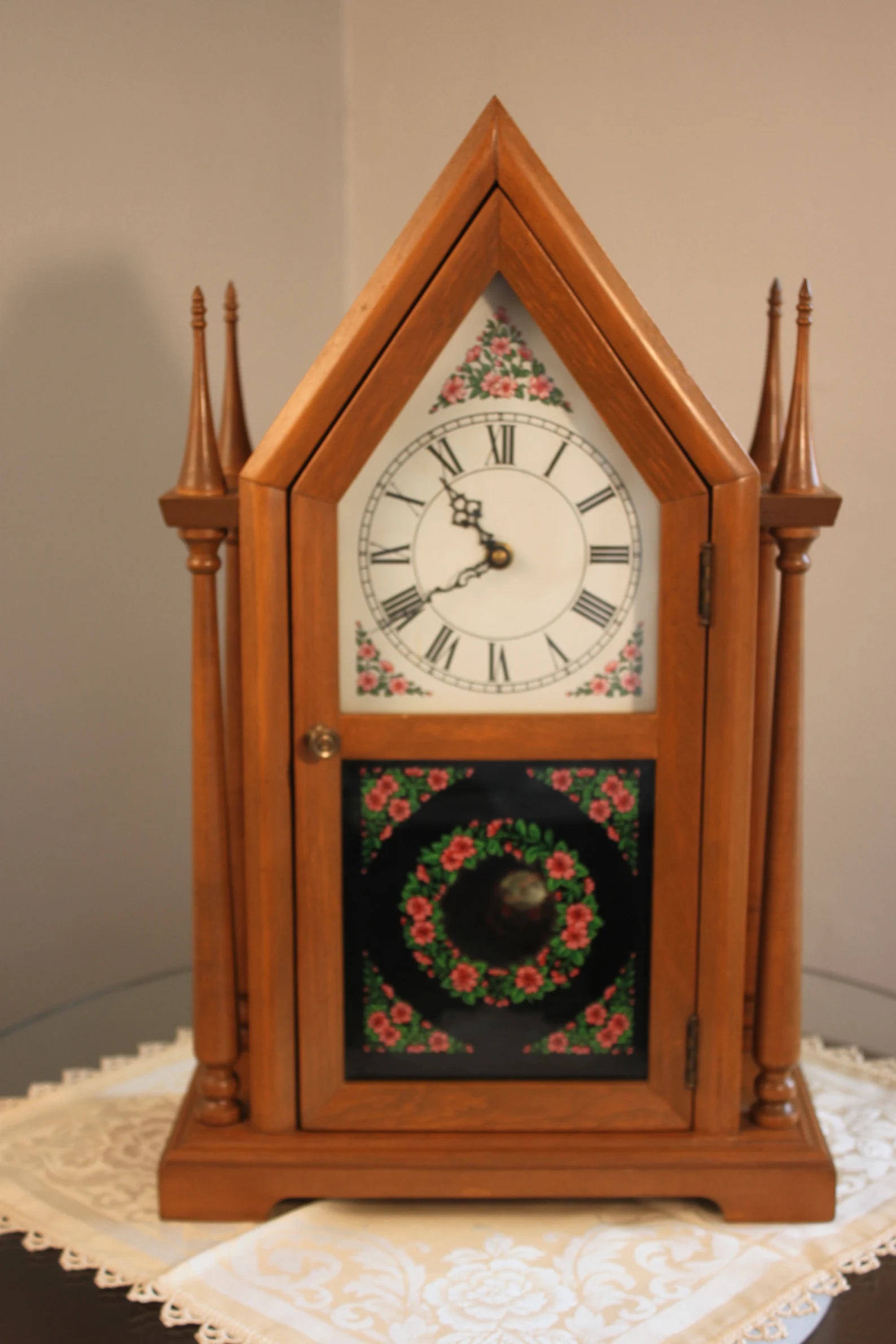 KONRAD BIHL movement gothic cathedral revival steeple mantel clock CIRCA 1970s