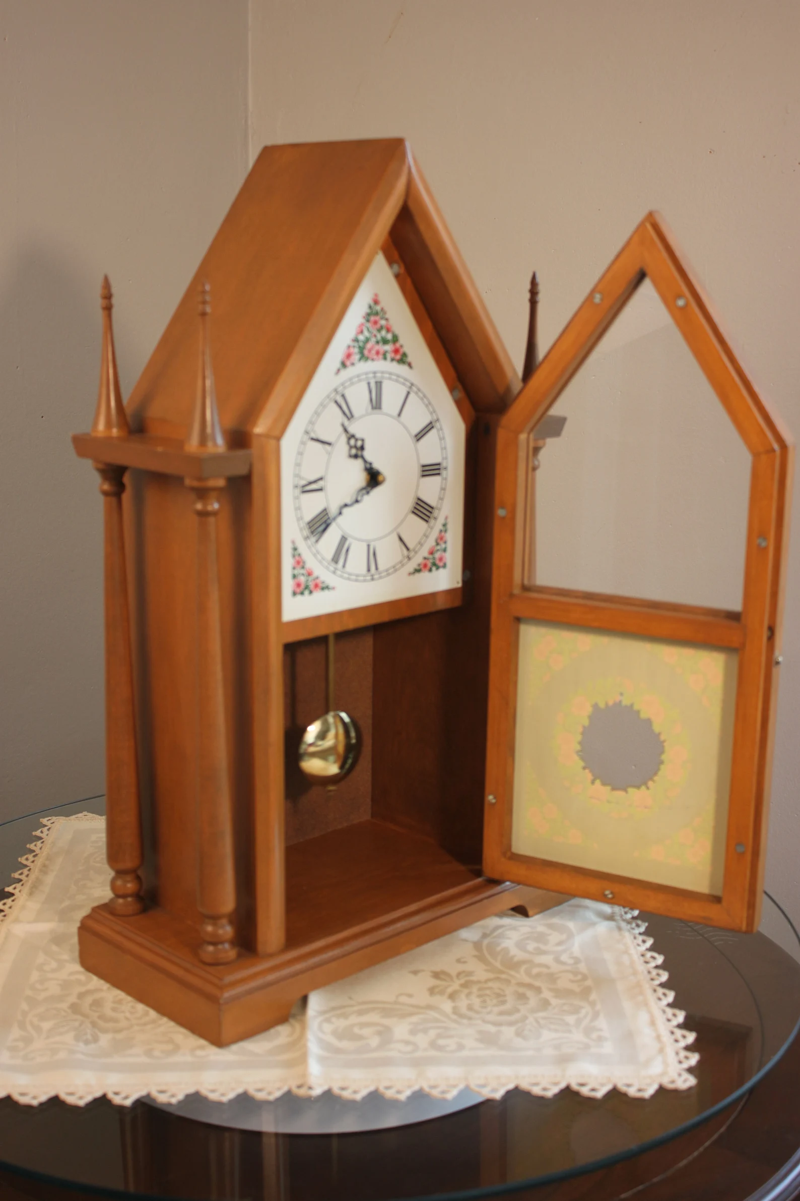 KONRAD BIHL movement gothic cathedral revival steeple mantel clock CIRCA 1970s