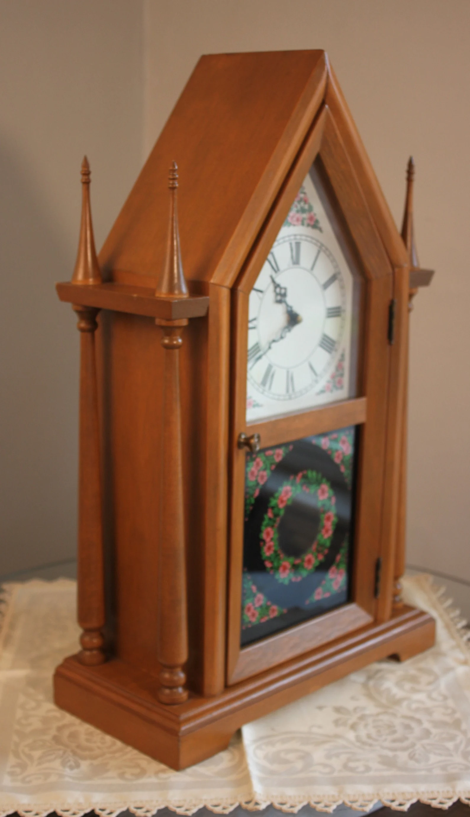 KONRAD BIHL movement gothic cathedral revival steeple mantel clock CIRCA 1970s