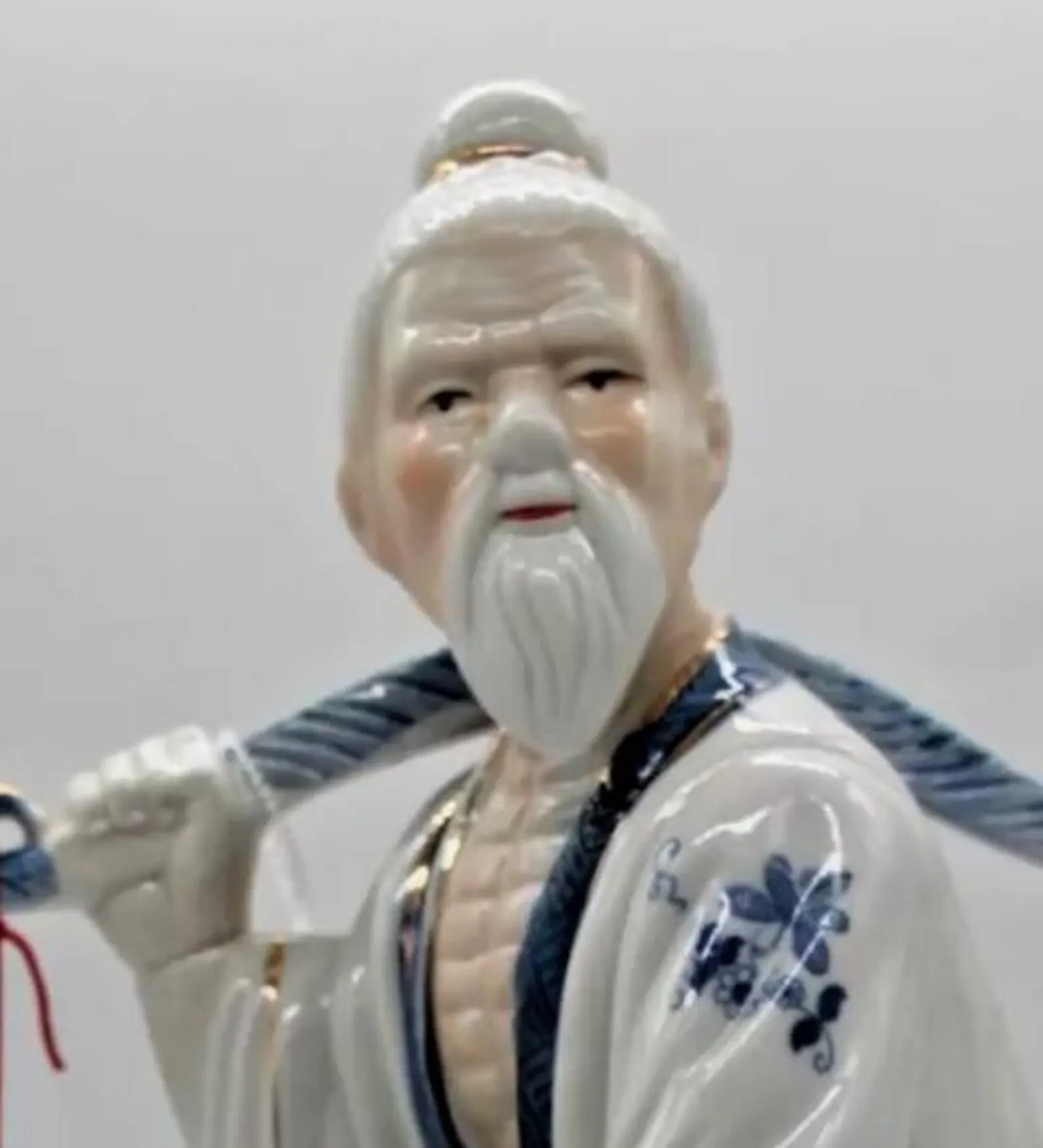 Delicate Porcelain Asian fisherman couple figurines large CIRCA 1970s